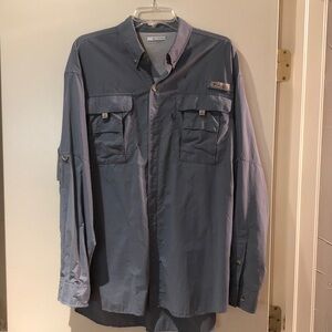 Columbia PFG Omni Shade Blue Fishing Shirt SZ L Vented mesh lined back panel